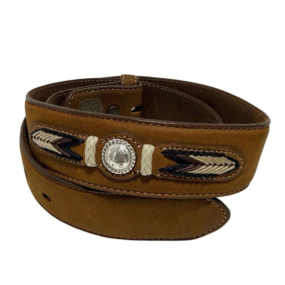 Tony Lama Mens Sierra Madre Western Belt 32 No Buckle 7719L Leather Rodeo Concho